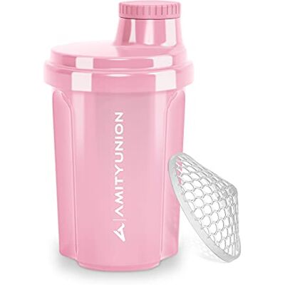 AMITYUNION Protein Shaker 300 ml "Heaven" lekvrij, BPA-vrij met klikbare zeef en weegschaal voor romige wei-shakes, gym fitness cups voor isolaten en sportconcentraten, origineel in Koraalroze 300ml AMITYUNION Protein Shaker 300 ml "Heaven" lekvrij, BPA-vrij met klikbare zeef en weegschaal voor romige wei-shakes, gym fitness cups voor isolaten en sportconcentraten, origineel in Koraalroze 300ml