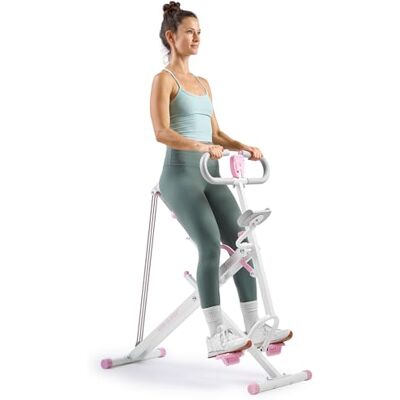Sunny Health & Fitness Pink Row-N-Ride Plus P2100SMART P2100SMART Squat Trainer, full-body workout, 150 kg capaciteit, verstelbare weerstand, gevoerde zitting en toegang Sunny Health & Fitness Pink Row-N-Ride Plus P2100SMART P2100SMART Squat Trainer, full-body workout, 150 kg capaciteit, verstelbare weerstand, gevoerde zitting en toegang
