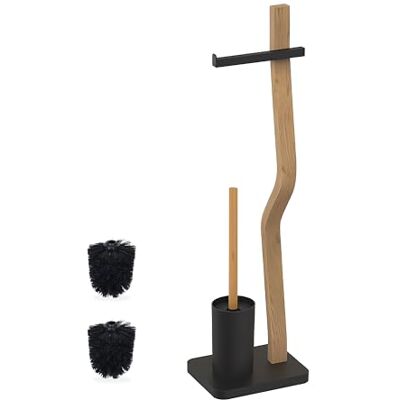 Relaxdays Toilethouder, niet vast, materiaalmix, H x B x D: 78,5 x 23 x 18 cm, zwart en naturel Relaxdays Toilethouder, niet vast, materiaalmix, H x B x D: 78,5 x 23 x 18 cm, zwart en naturel