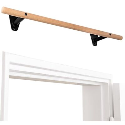 PULLUP & DIP Optrekstang van hout beukenhouten stang voor bevestiging aan de muur boven een deurkozijn 40 mm stang voor pull-ups en versterking van het stopcontact wandoptrekstang voor thuisgym PULLUP & DIP Optrekstang van hout beukenhouten stang voor bevestiging aan de muur boven een deurkozijn 40 mm stang voor pull-ups en versterking van het stopcontact wandoptrekstang voor thuisgym