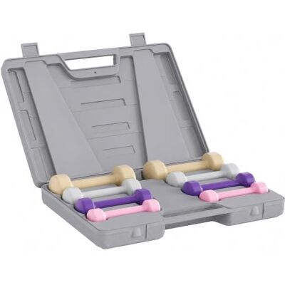 HOMCOM Halterset in totaal 10 kg – paar 0,5/1/1,5/2 kg met koffer – spiertraining en gewichtheffen – metaal PU HOMCOM Halterset in totaal 10 kg – paar 0,5/1/1,5/2 kg met koffer – spiertraining en gewichtheffen – metaal PU
