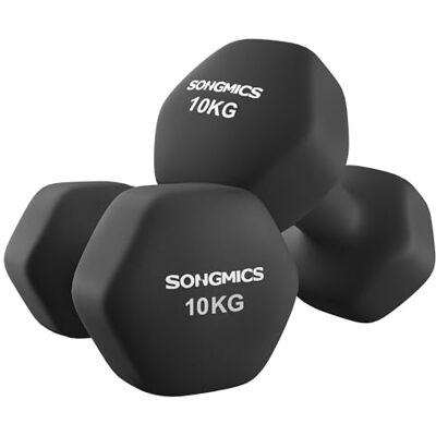 SONGMICS Set van 2 zeshoekige halters met neopreen coating voor krachttraining, training, fitness, thuis SONGMICS Set van 2 zeshoekige halters met neopreen coating voor krachttraining, training, fitness, thuis
