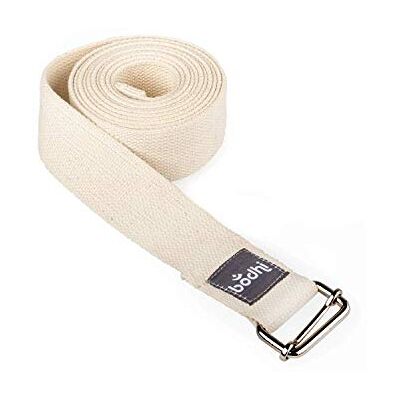 Bodhi Asana Yogariem van 100% katoen, praktisch yoga-accessoire om uit te rekken, yoga-riem met metalen schuifgesp, voor beginners en gevorderden, 250 x 3,8 cm Bodhi Asana Yogariem van 100% katoen, praktisch yoga-accessoire om uit te rekken, yoga-riem met metalen schuifgesp, voor beginners en gevorderden, 250 x 3,8 cm