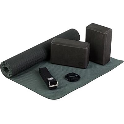 Bodhi Yoga Set "Flow": 1 x TPE yogamat, 2 x EVA-rubberen yogablokken (schuim), 1 x katoenen yogaband, yogaset voor beginners Bodhi Yoga Set "Flow": 1 x TPE yogamat, 2 x EVA-rubberen yogablokken (schuim), 1 x katoenen yogaband, yogaset voor beginners