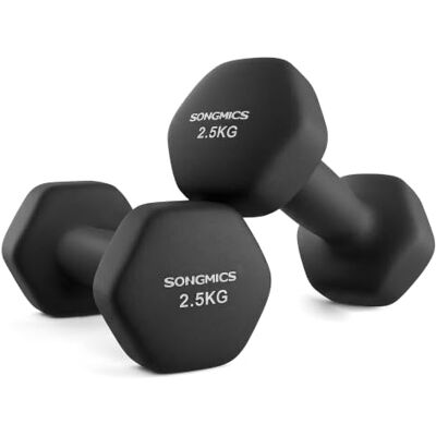 SONGMICS Zeshoekige halters van gietijzer, antislip, 2 x 2,5 kg Gewicht voor krachttraining, 18 x 8,5 x 8 cm, comfortabele grip, fitness thuis, zwart, collectie Stefan, SYL905B101 SONGMICS Zeshoekige halters van gietijzer, antislip, 2 x 2,5 kg Gewicht voor krachttraining, 18 x 8,5 x 8 cm, comfortabele grip, fitness thuis, zwart, collectie Stefan, SYL905B101