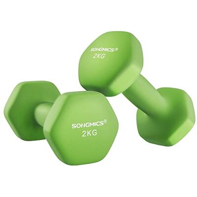 SONGMICS Set van 2 zeshoekige halters met neopreen coating voor krachttraining, training, fitness, thuis SONGMICS Set van 2 zeshoekige halters met neopreen coating voor krachttraining, training, fitness, thuis