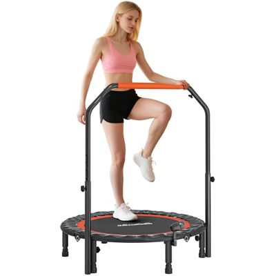 HOMCOM Fitness trampoline verstelbare handgreep opvouwbaar Ø 102 cm zwart rood Gymnastiek, Trampoline voor volwassenen, 6 voeten, 28 veren HOMCOM Fitness trampoline verstelbare handgreep opvouwbaar Ø 102 cm zwart rood Gymnastiek, Trampoline voor volwassenen, 6 voeten, 28 veren