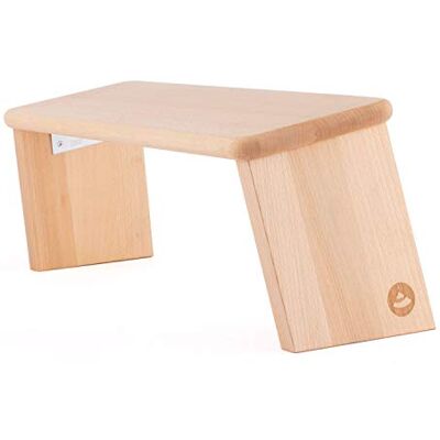 Bodhi Meditatiebank van hout (beuken), houten yogakruk, diepe meditatiestoel, geolied, onbehandeld, opvouwbaar, met kussen en speciale vorm Bodhi Meditatiebank van hout (beuken), houten yogakruk, diepe meditatiestoel, geolied, onbehandeld, opvouwbaar, met kussen en speciale vorm