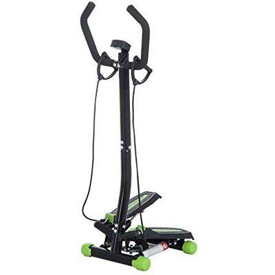 HOMCOM Stepper met stuur, stepper met antislip pedalen en lcd-display, traptrede voor sportschool, thuis, kantoor, woonkamer, groen en zwart HOMCOM Stepper met stuur, stepper met antislip pedalen en lcd-display, traptrede voor sportschool, thuis, kantoor, woonkamer, groen en zwart
