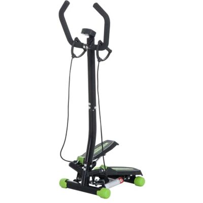 HOMCOM Stepper met stuur, stepper met antislip pedalen en lcd-display, traptrede voor sportschool, thuis, kantoor, woonkamer, groen en zwart HOMCOM Stepper met stuur, stepper met antislip pedalen en lcd-display, traptrede voor sportschool, thuis, kantoor, woonkamer, groen en zwart