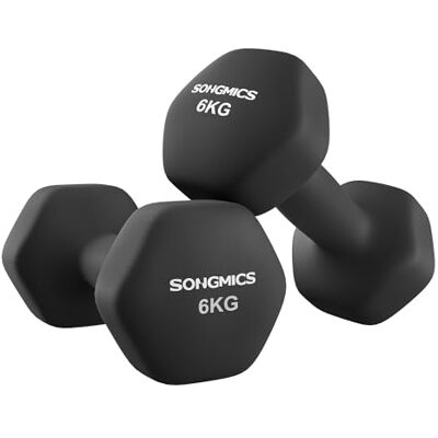 SONGMICS Set van 2 zeshoekige halters met neopreen coating voor krachttraining, training, fitness, thuis SONGMICS Set van 2 zeshoekige halters met neopreen coating voor krachttraining, training, fitness, thuis