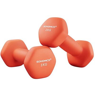 SONGMICS Set van 2 zeshoekige halters met neopreen coating voor krachttraining, training, fitness, thuis SONGMICS Set van 2 zeshoekige halters met neopreen coating voor krachttraining, training, fitness, thuis