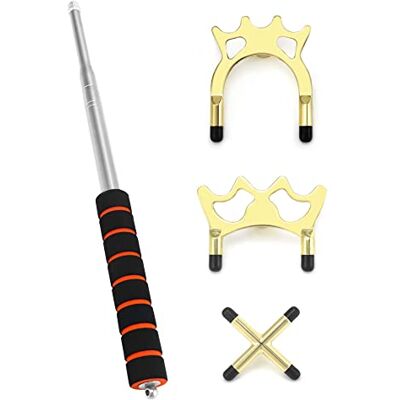 QWORK ® Biljartstaarthouder, intrekbaar, 35 ~ 150 cm, met 3 afneembare messing koppen, accessoires voor biljartstaart QWORK ® Biljartstaarthouder, intrekbaar, 35 ~ 150 cm, met 3 afneembare messing koppen, accessoires voor biljartstaart
