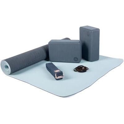 Bodhi Yoga Set "Flow": 1 x TPE yogamat, 2 x EVA-rubberen yogablokken (schuim), 1 x katoenen yogaband, yogaset voor beginners Bodhi Yoga Set "Flow": 1 x TPE yogamat, 2 x EVA-rubberen yogablokken (schuim), 1 x katoenen yogaband, yogaset voor beginners