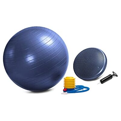 CLUB4BRANDS Set balanskussen en oefenbal 65 cm balanskussen 33 cm met pomp training van core, yoga, pilates en rugversterking C4B Ballon D'exercice 65cm/Ballon D'équilibre 33cm CLUB4BRANDS Set balanskussen en oefenbal 65 cm balanskussen 33 cm met pomp training van core, yoga, pilates en rugversterking C4B Ballon D'exercice 65cm/Ballon D'équilibre 33cm