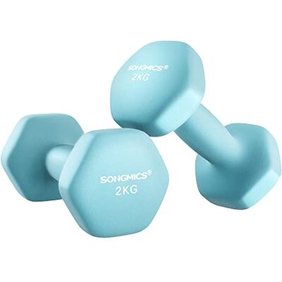 SONGMICS Set van 2 zeshoekige halters met neopreen coating voor krachttraining, training, fitness, thuis SONGMICS Set van 2 zeshoekige halters met neopreen coating voor krachttraining, training, fitness, thuis