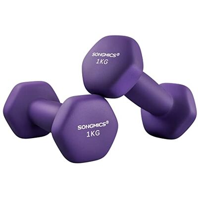 SONGMICS Set van 2 zeshoekige halters met neopreen coating voor krachttraining, training, fitness, thuis SONGMICS Set van 2 zeshoekige halters met neopreen coating voor krachttraining, training, fitness, thuis