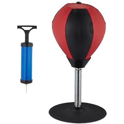Relaxdays Tafelbokszak, punchingbal voor kantoor, mini-boksbal tegen stress, staande bokszak, rood/zwart Relaxdays Tafelbokszak, punchingbal voor kantoor, mini-boksbal tegen stress, staande bokszak, rood/zwart
