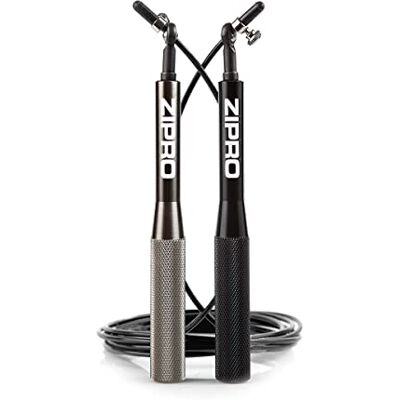 ZIPRO Professioneel springtouw met kogellagers, springtouw met draadkabel, aluminium handgrepen, ideaal voor fitness, crossfit bokstraining (zwart+grijs, 190 x 117 x 40 cm) ZIPRO Professioneel springtouw met kogellagers, springtouw met draadkabel, aluminium handgrepen, ideaal voor fitness, crossfit bokstraining (zwart+grijs, 190 x 117 x 40 cm)