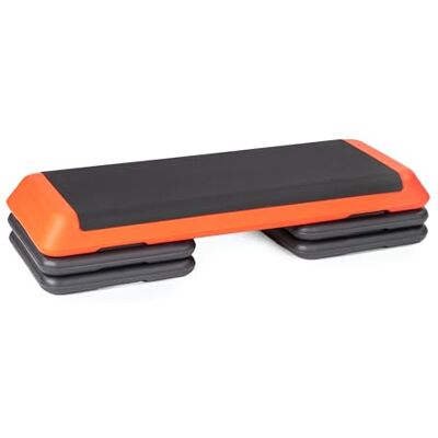 TREXO Aerobic-stepper voor cardio fitness stepper voor thuis, in hoogte verstelbaar 10, 15, 20 cm, fitnessaccessoires voor thuis, tot 250 kg, roze, oranje, grijs, 109 x 41 cm TREXO Aerobic-stepper voor cardio fitness stepper voor thuis, in hoogte verstelbaar 10, 15, 20 cm, fitnessaccessoires voor thuis, tot 250 kg, roze, oranje, grijs, 109 x 41 cm