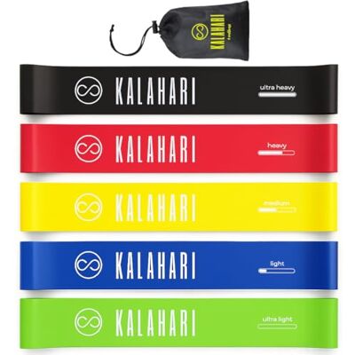 KALAHARI 4 wellness KALAHARI Elastische fitnessband, 5 stuks, met e-book oefeningen in het Frans en tas, elastische sport krachttraining met 5 krachtniveaus, weerstandsbanden voor rekken, yoga, pilates, gym, crossfit KALAHARI 4 wellness KALAHARI Elastische fitnessband, 5 stuks, met e-book oefeningen in het Frans en tas, elastische sport krachttraining met 5 krachtniveaus, weerstandsbanden voor rekken, yoga, pilates, gym, crossfit