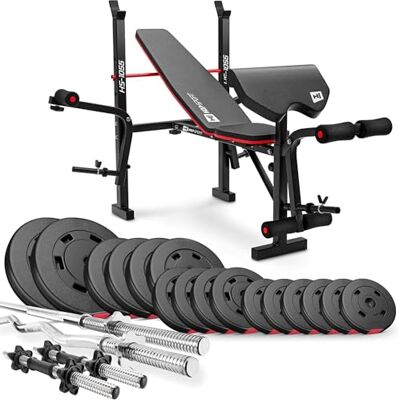 HS HOP-SPORT Hop-Sport Multifunctionele opvouwbare halterset en halterbank, curlstandaard, vlinder, beenpers, 31 mm kunststof gewichtsschijven en halterstangen 38 kg 129,5 kg HS HOP-SPORT Hop-Sport Multifunctionele opvouwbare halterset en halterbank, curlstandaard, vlinder, beenpers, 31 mm kunststof gewichtsschijven en halterstangen 38 kg 129,5 kg