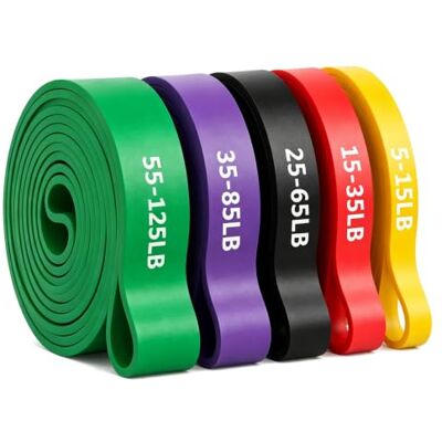 TOTDUKE Elastische band voor krachttraining, weerstandsbanden, 5 niveaus Voor spierversterking, pull-ups, yoga, pilates, stretching, crossfit, fitness thuis, met opbergtas TOTDUKE Elastische band voor krachttraining, weerstandsbanden, 5 niveaus Voor spierversterking, pull-ups, yoga, pilates, stretching, crossfit, fitness thuis, met opbergtas