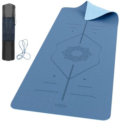 ROMIX Yoga mat voor dames en heren, 6 mm dik, antislip, milieuvriendelijk, fitness mat (183 x 61 x 0,6 cm) met draagriem, ideaal voor yoga, pilates, gymnastiek, training, meditatie, reizen ROMIX Yoga mat voor dames en heren, 6 mm dik, antislip, milieuvriendelijk, fitness mat (183 x 61 x 0,6 cm) met draagriem, ideaal voor yoga, pilates, gymnastiek, training, meditatie, reizen