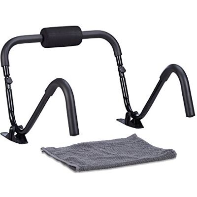 Relaxdays Ab Roller buiktrainer, 6-delige set, steunvoet, buikspieren, 50 x 60 x 50 cm (h x b x d), zwart Relaxdays Ab Roller buiktrainer, 6-delige set, steunvoet, buikspieren, 50 x 60 x 50 cm (h x b x d), zwart