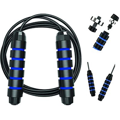 PARENCE . Springtouw van 2,75 m, verstelbaar, ergonomisch, kogellagers, stalen kabel met PVC-coating, antislip handgrepen van schuimrubber, training binnen en buiten PARENCE . Springtouw van 2,75 m, verstelbaar, ergonomisch, kogellagers, stalen kabel met PVC-coating, antislip handgrepen van schuimrubber, training binnen en buiten