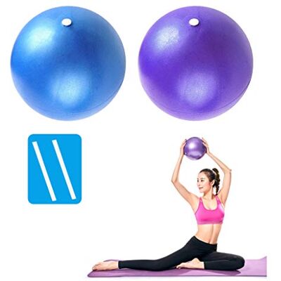 PROVO Set van 2 kleine zachte oefenballen voor pilates, yoga, basistraining en fysiotherapie thuis, sportschool, kantoor, blauw en paars, 23 cm PROVO Set van 2 kleine zachte oefenballen voor pilates, yoga, basistraining en fysiotherapie thuis, sportschool, kantoor, blauw en paars, 23 cm