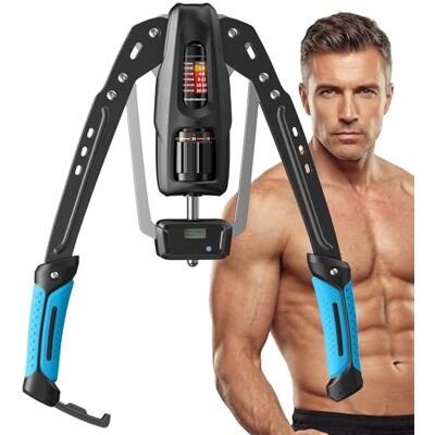 MERACH Armtrainer met teller, instelbare weerstand van 10-200 kg, hydraulisch krachttraining voor thuis, voor biceps, triceps, borsten, schouders, met schokbestendige hoes en veiligheidsclip, blauw MERACH Armtrainer met teller, instelbare weerstand van 10-200 kg, hydraulisch krachttraining voor thuis, voor biceps, triceps, borsten, schouders, met schokbestendige hoes en veiligheidsclip, blauw