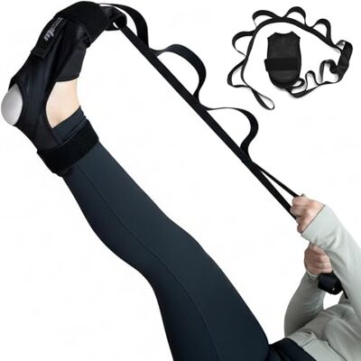 MuscleForge Verlengriem met 10 verstelbare haken, yoga-riem voor beenrek en revalidatie, elastische fitnessband voor ballet, pilates, gymnastiek en MuscleForge Verlengriem met 10 verstelbare haken, yoga-riem voor beenrek en revalidatie, elastische fitnessband voor ballet, pilates, gymnastiek en