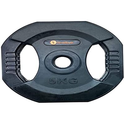 Sveltus Pompschijf met handgrepen, 5 kg, uniseks, volwassenen, zwart, Eén maat Sveltus Pompschijf met handgrepen, 5 kg, uniseks, volwassenen, zwart, Eén maat