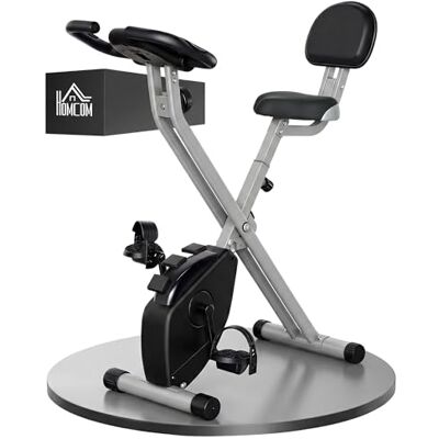 HOMCOM Vélo d'appartement pliable vélo de fitness vélo d'intérieur 8 niveaux de résistance magnétique avec dossier selle réglable écran LCD multifonction capteur fréquence cardiaque HOMCOM Vélo d'appartement pliable vélo de fitness vélo d'intérieur 8 niveaux de résistance magnétique avec dossier selle réglable écran LCD multifonction capteur fréquence cardiaque