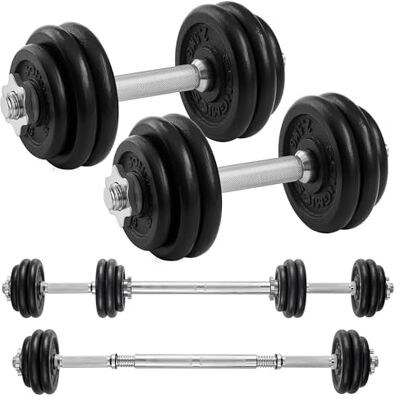 SONGMICS 2-in-1 Halterset voor krachttraining, met stalen verlengstang, verstelbaar gewicht, fitness, krachttraining, massaopname thuis SONGMICS 2-in-1 Halterset voor krachttraining, met stalen verlengstang, verstelbaar gewicht, fitness, krachttraining, massaopname thuis