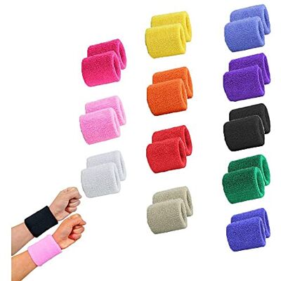 ZZBIQS 12 paar kleurrijke katoenen sportarmbanden voor tennis, sport, basketbal, gymnastiek, golf, hardlopen (8 x 7,5 cm) ZZBIQS 12 paar kleurrijke katoenen sportarmbanden voor tennis, sport, basketbal, gymnastiek, golf, hardlopen (8 x 7,5 cm)