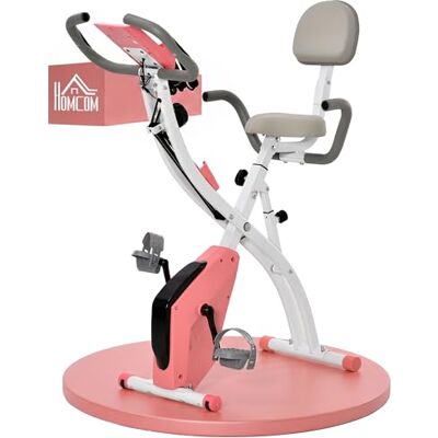 HOMCOM Hometrainer, opvouwbaar, 8 niveaus, magnetische weerstand, verstelbare zadelrugleuning, ergonomische handgrepen, lcd-display, multifunctioneel, ophanging, tablethouder, staal, rood HOMCOM Hometrainer, opvouwbaar, 8 niveaus, magnetische weerstand, verstelbare zadelrugleuning, ergonomische handgrepen, lcd-display, multifunctioneel, ophanging, tablethouder, staal, rood