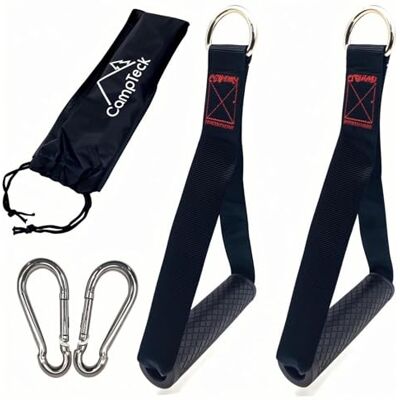 CampTeck Weerstandsbandgrepen, accessoires voor kabelmachine, accessoires voor oefenmachines, trekgreep (paar) met karabijnhaken en draagtas CampTeck Weerstandsbandgrepen, accessoires voor kabelmachine, accessoires voor oefenmachines, trekgreep (paar) met karabijnhaken en draagtas