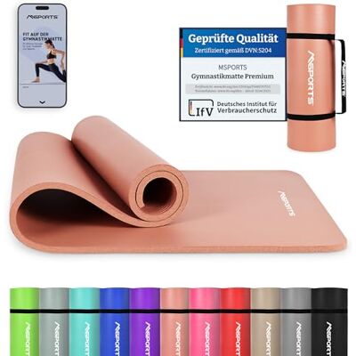 MSPORTS Gymnastiekmat, antislip yogamat met draagriem, oefenposter + trainingsapp, huidvriendelijk, ftalaatvrij, verschillende maten en MSPORTS Gymnastiekmat, antislip yogamat met draagriem, oefenposter + trainingsapp, huidvriendelijk, ftalaatvrij, verschillende maten en