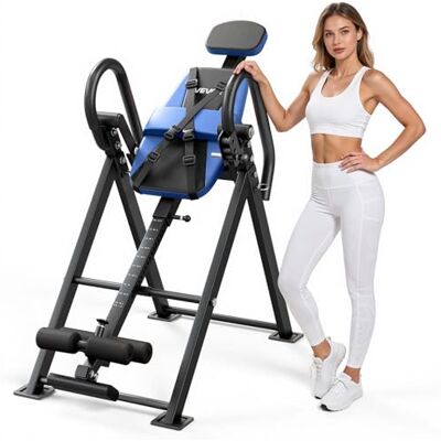 VEVOR Inversiebank tot 126 kg, zware inversietafel met dubbele wielvergrendeling, rugtraining ter ontlasting van de wervelkolom en nek, 3-traps armleuningen en VEVOR Inversiebank tot 126 kg, zware inversietafel met dubbele wielvergrendeling, rugtraining ter ontlasting van de wervelkolom en nek, 3-traps armleuningen en