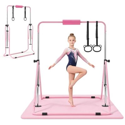 VEVOR Gymnastiekstokken voor kinderen, capaciteit 63,5 kg, opvouwbare trainingskippenstang met mat, in hoogte verstelbare gymnastiekstang voor thuis, trainingsuitrusting VEVOR Gymnastiekstokken voor kinderen, capaciteit 63,5 kg, opvouwbare trainingskippenstang met mat, in hoogte verstelbare gymnastiekstang voor thuis, trainingsuitrusting