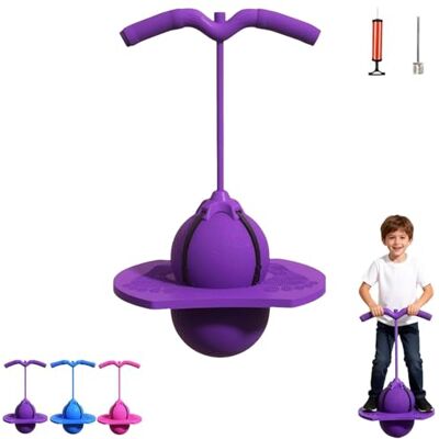 Aubzy Springbal voor kinderen en volwassenen, pogo ballon met handvat en pomp, antislip, binnen en buiten, sport, fitness, springen, draagvermogen 300 kg (paars) Aubzy Springbal voor kinderen en volwassenen, pogo ballon met handvat en pomp, antislip, binnen en buiten, sport, fitness, springen, draagvermogen 300 kg (paars)