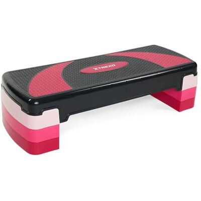 TREXO Aerobic Step 78 x 30 cm voor cardio- en trainingsoefeningen, in hoogte verstelbaar 10-20 cm van duurzaam polypropyleen en TPR Step Aerobics van hoge kwaliteit blauw roze grijs TREXO Aerobic Step 78 x 30 cm voor cardio- en trainingsoefeningen, in hoogte verstelbaar 10-20 cm van duurzaam polypropyleen en TPR Step Aerobics van hoge kwaliteit blauw roze grijs