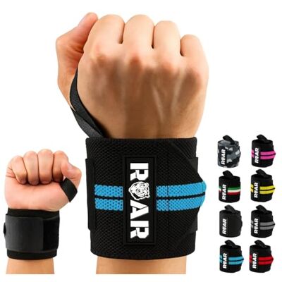 ROAR ® Polsbeschermer, crossfitness, krachttraining, 2 stuks, polsbescherming, krachttraining, perfecte ondersteuning, voor vrouwen en mannen, polsband, krachttraining, polswraps (blauw) ROAR ® Polsbeschermer, crossfitness, krachttraining, 2 stuks, polsbescherming, krachttraining, perfecte ondersteuning, voor vrouwen en mannen, polsband, krachttraining, polswraps (blauw)