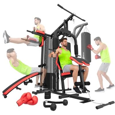 HS HOP-SPORT Hop-Sport HS-1054K Multifunctioneel krachtstation met 3 standen – 72 kg, trainingsbank, tas en bokshandschoenen, vlindermodule, optrekstang, hoge katrol, 2 x 1,5 kg HS HOP-SPORT Hop-Sport HS-1054K Multifunctioneel krachtstation met 3 standen – 72 kg, trainingsbank, tas en bokshandschoenen, vlindermodule, optrekstang, hoge katrol, 2 x 1,5 kg