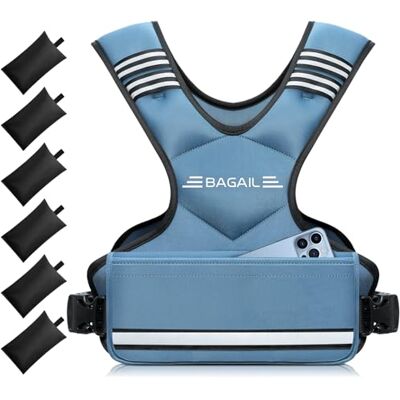 BAGAIL Verstelbaar verzwaard vest voor krachttraining, afneembare zandzakken van ijzer, verstelbare borst, robuust fitnessvest voor mannen en vrouwen, ideaal voor training in de sportschool BAGAIL Verstelbaar verzwaard vest voor krachttraining, afneembare zandzakken van ijzer, verstelbare borst, robuust fitnessvest voor mannen en vrouwen, ideaal voor training in de sportschool