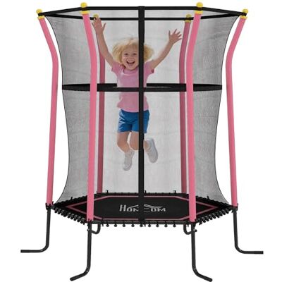 HOMCOM Trampoline pour Enfant Filet de Sécurité 1,22x1,11x1,9m Noir Porte Zippée, 6 Poteaux Rembourrés Inclus, Sans Ressort, Charge Max. 50 kg HOMCOM Trampoline pour Enfant Filet de Sécurité 1,22x1,11x1,9m Noir Porte Zippée, 6 Poteaux Rembourrés Inclus, Sans Ressort, Charge Max. 50 kg
