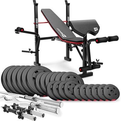 HS HOP-SPORT Hop-Sport Multifunctionele opvouwbare halterset en halterbank, curlstandaard, vlinder, beenpers, 31 mm kunststof gewichtsschijven en halterstangen 38 kg 129,5 kg HS HOP-SPORT Hop-Sport Multifunctionele opvouwbare halterset en halterbank, curlstandaard, vlinder, beenpers, 31 mm kunststof gewichtsschijven en halterstangen 38 kg 129,5 kg