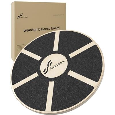 Sportneer ® Balansbord / therapiebord / balansbord / professioneel balanskussen van hout voor oefeningen, sportschool, sport prestaties verbetering, rehab, training Sportneer ® Balansbord / therapiebord / balansbord / professioneel balanskussen van hout voor oefeningen, sportschool, sport prestaties verbetering, rehab, training
